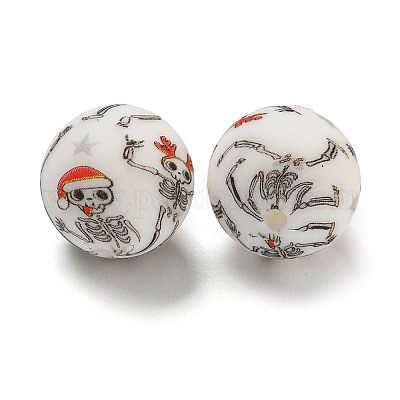 Рождественские круглые силиконовые бусины SIL-K002-02E-1