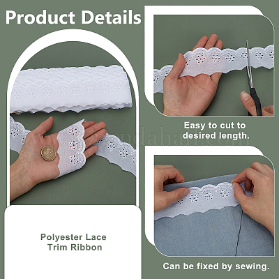 16 ярд ленты из полиэстера с кружевной отделкой OCOR-WH0070-179B-1