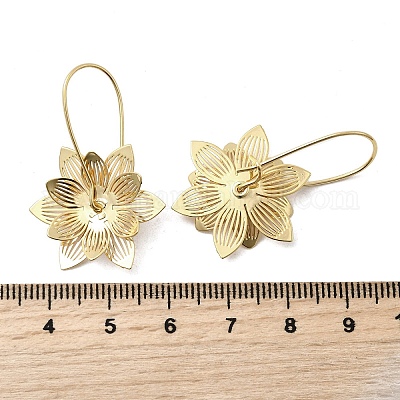 Серьги-кольца из латуни с цветком EJEW-A146-01G-1