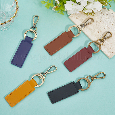 5шт 5 цвета прямоугольный брелок из искусственной кожи KEYC-SC0001-61-1