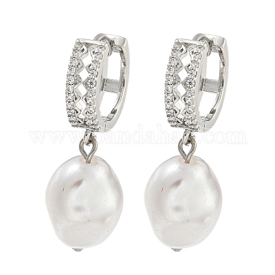 Серьга-кольцо из латуни с микропаве EJEW-C102-26B-P-1