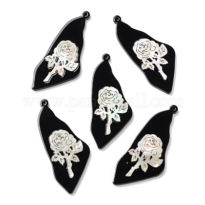 Непрозрачные акриловые подвески с цветочным узором BACR-D001-01L-1