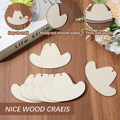 30 шт. 3 стиля ковбойская тематика необработанные деревянные подвески WOOD-SP0001-47-1