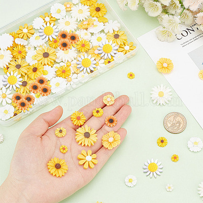120 шт. 20 стиля плоские аксессуары для волос и костюма украшения украшения для скрапбукинга смоляные цветы ромашки кабошоны CRES-PH0001-14-1
