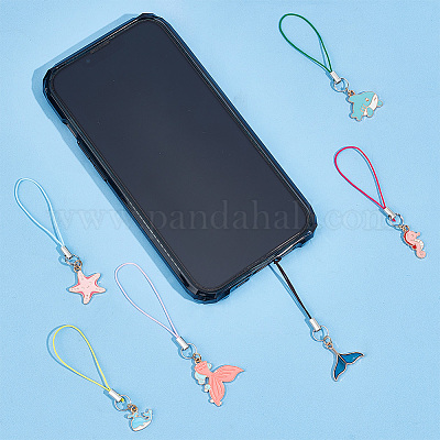 Ремешки для мобильных телефонов из эмалированного сплава морской жизни HJEW-AB00614-1