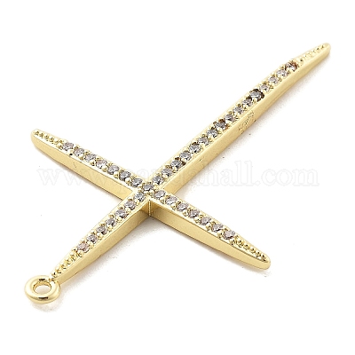 Латунные микропаве прозрачные подвески с фианитом KK-L228-01G-03-1