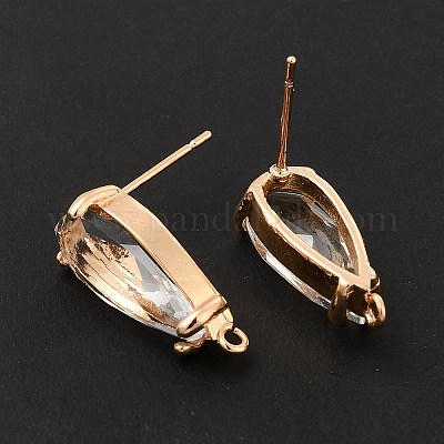 K9 стеклянные серьги-гвоздики в форме капли KK-E071-25KCG-05-1