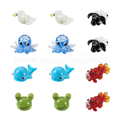 12 шт. 6 нити бусин-лэмпворк ручной работы с выпуклыми краями LAMP-BY0001-02-1