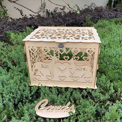 Wooden Wedding Card Holder Box with Lock