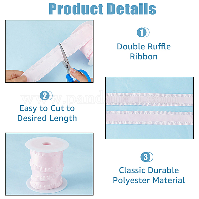 10 ярд полиэстеровой кружевной ленты с оборками DIY-FI0001-14B-1