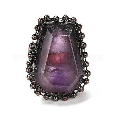 Открытый браслет-манжета с натуральным аметистом RJEW-M166-03R-B-1