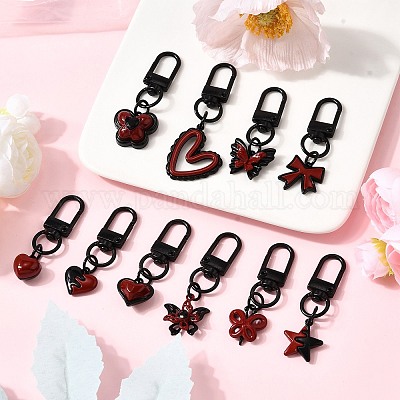 10 шт. подвесные украшения из сплава с двойным экраном красного и черного цвета HJEW-JM03458-1