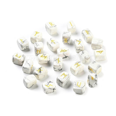 Прямоугольные натуральные рунические камни из говлита G-Z059-01B-1