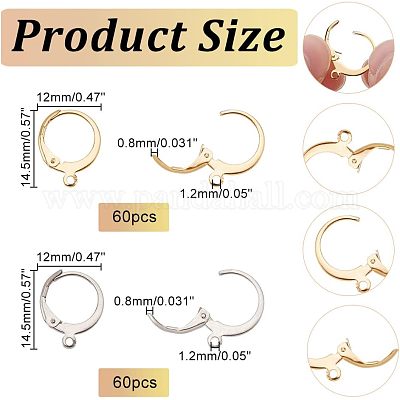 120 шт. 2 шт. фурнитура для сережек из нержавеющей стали 304 с застежкой-молнией STAS-NB0001-54-1