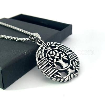 Кулон из нержавеющей стали «Дерево жизни» винтажные полые ожерелья для мужчин ET4127-1