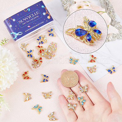 30 шт. 6-х цветные кабошоны из сплава со стразами MRMJ-SC0001-19-1