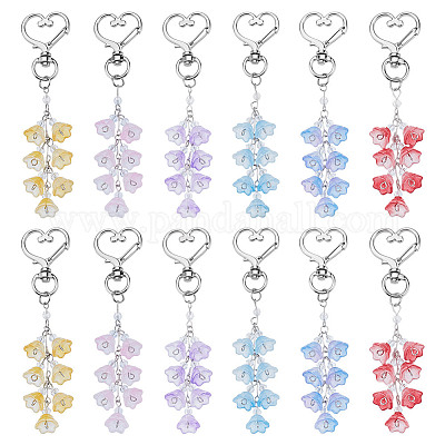 12шт 6 цвета ландыш стеклянный кулон украшение HJEW-NB00236-1