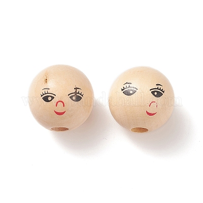 (распродажа с дефектом: принт кривоватый и треснувший) европейские бусины с принтом из натурального дерева WOOD-XCP0001-70-1