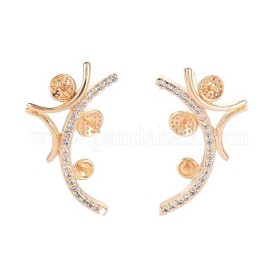 Латунные микро-паве прозрачные серьги-гвоздики из циркония KK-S364-134-1