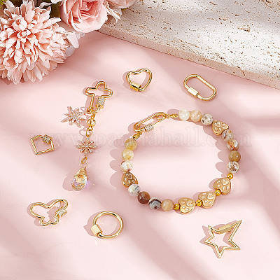 8 шт. 8 стиля латунные микро-паве кубические цирконии винтовые карабины замки-подвески KK-GA0002-01-1