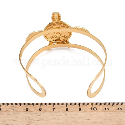 Браслеты-манжеты из нержавеющей стали 304 с эмалью в виде черепахи для женщин BJEW-A049-04C-G-1