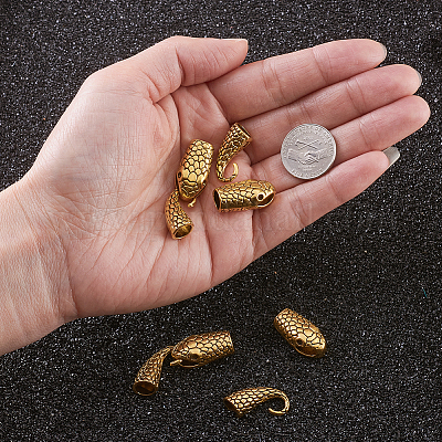 Тибетский стиль сплава крюк и змеиной головы застежками TIBE-TA0001-06AG-1