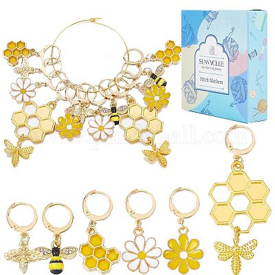 Маркеры петель с замком в виде пчелы и цветка HJEW-SC0001-34-1