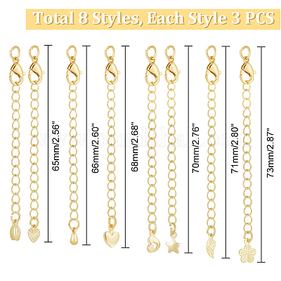 24 шт. 8 стиля латунных удлинителей цепи KK-GA0001-52LG-1