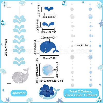 Wholesale PandaHall Elite Paper Whale & Bubble Garland 