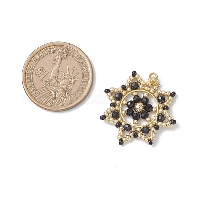 Подвески-снежинки из стеклянных бусин PALLOY-MZ00953-01-1