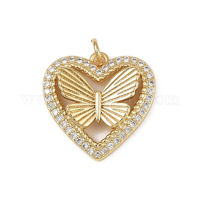 Латунные микропаве прозрачные подвески с фианитом KK-S528-15G-1