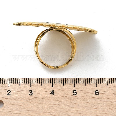 Кольца для женщин из ракушки пауа из нержавеющей стали 304&nbsp;RJEW-G346-11G-01-1