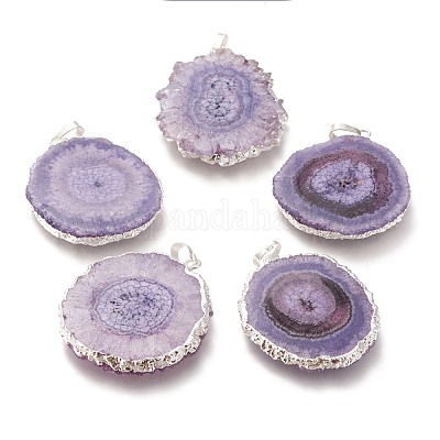 Кулоны с кристаллами солнечного кварца из окрашенных природных друзов G-F693-01D-S-1