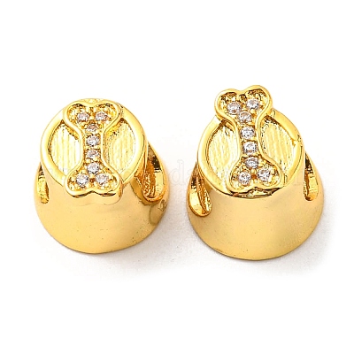 Реечное покрытие латунь микро паве кубический цирконий европейские бусины KK-M247-03G-1