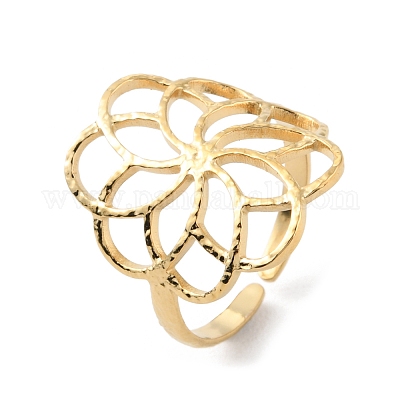 Кольца-манжеты из нержавеющей стали 304 с полым цветком RJEW-D002-07G-1