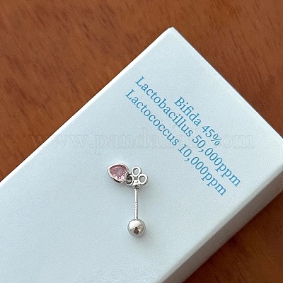 Серьги-гвоздики с розовыми кубическими цирконами из латуни FS-WG47071-03-1