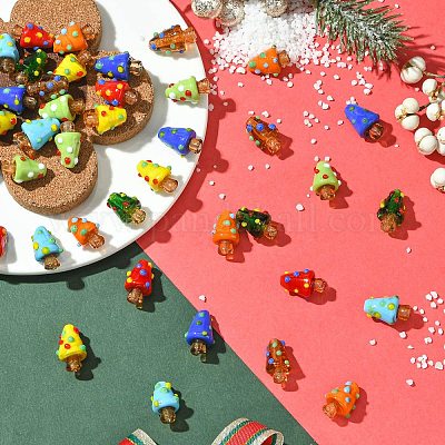 40 шт. 8-х цветные бусины ручной работы в технике лэмпворк с выпуклыми краями LAMP-CJ0002-40-1