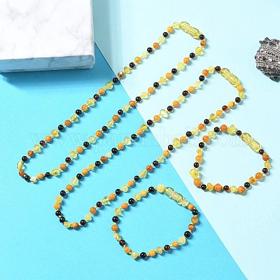 Браслеты и ожерелья из натурального янтаря для ребенка AJEW-K050-03-1