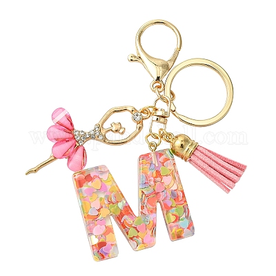 Буквы a~z прозрачные блестящие брелки из смолы с подвеской KEYC-FZ00024-13-1