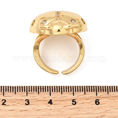 Открытые манжеты из латуни с микропаве и прозрачным цирконием для женщин RJEW-I111-03G-02-1