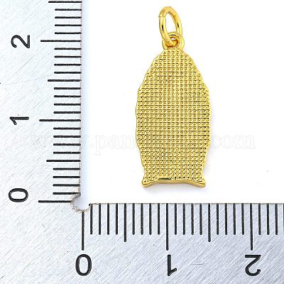 Подвески из настоящей латуни с покрытием из 18-каратного золота с ракушками и соединительными кольцами KK-D534-04G-04-1