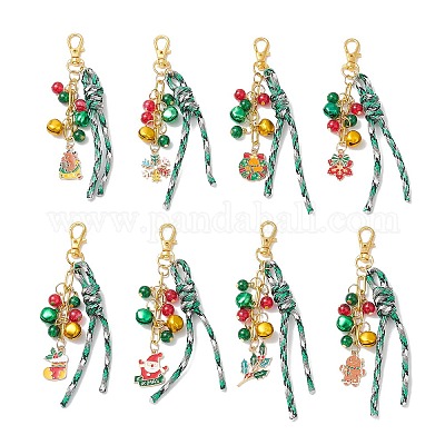 Подвесные украшения из сплава эмали и стекла на рождественскую тематику HJEW-JM03732-1