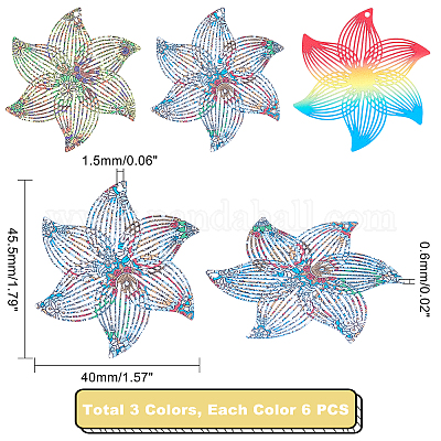 18 шт. 3-х цветные филигранные подвески из нержавеющей стали 430&nbsp;STAS-UN0036-03-1