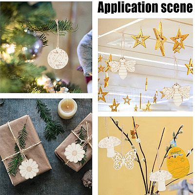 40 комплект 8-х стилевых необработанных деревянных подвесных украшений WOOD-GF0001-82-1