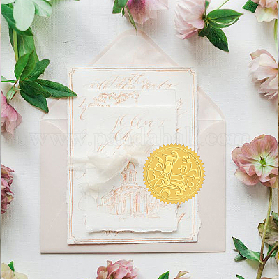 100 Pieces Gold Embossed Wax Seals Gold Foil Envelope Seals Round Embossed  Foil Seals Aluminum Foil Sticker Flower Pattern Certificate Seals for