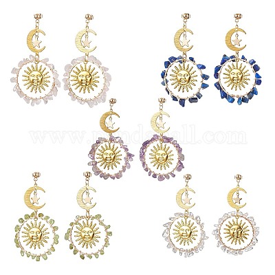 Винтажные серьги-гвоздики с драгоценными камнями EJEW-JE05807-1