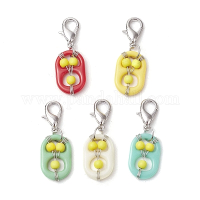 Подвесные украшения из акрила и синтетической бирюзы HJEW-JM03048-01-1