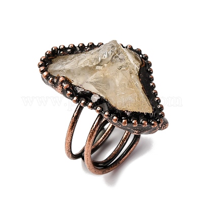 Регулируемые кольца неправильной овальной формы с натуральным цитрином RJEW-M157-09R-1