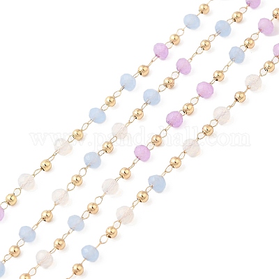 Граненые рондельные стеклянные и круглые цепочки из нержавеющей стали 304 CHS-G026-01KCG-03-1