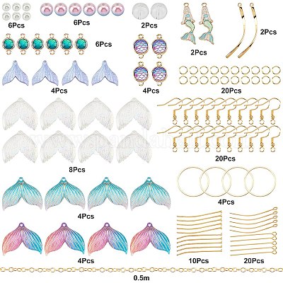 Набор для самостоятельного изготовления сережек-капель в форме русалки и рыбьего хвоста DIY-SC0018-15-1